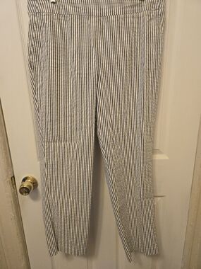 Jones New York Navy and White Striped Chinos